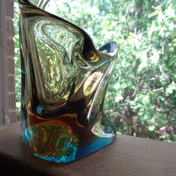 Vintage Harrachov 1950s Czech Glass Ashtray Vase Dish Sculpture - Picture 7 of 9